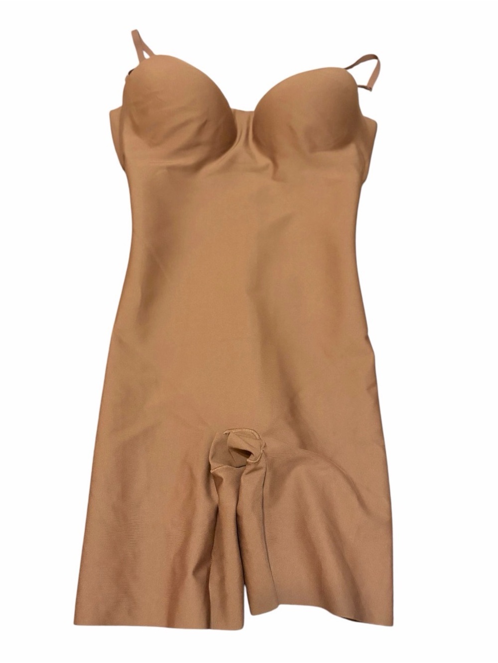 SKIMS Sculpting Bodysuit L Brown Mid Thigh Built In Bra Shapewear Romper